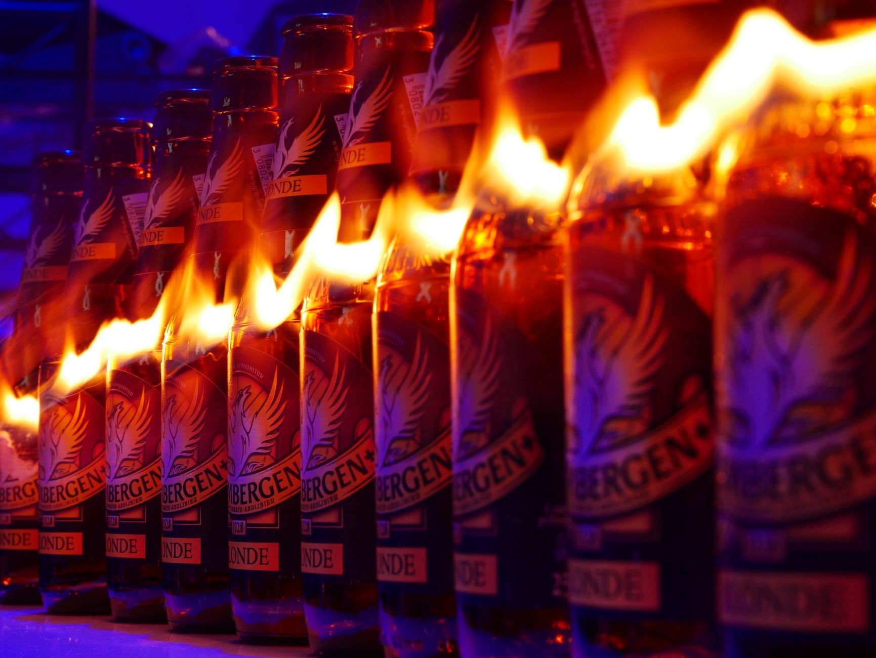 Cold drinks on the bar counter